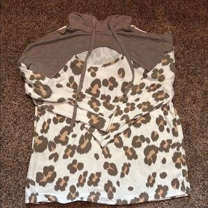 White Birch Brown and White Hooded Sweatshirt